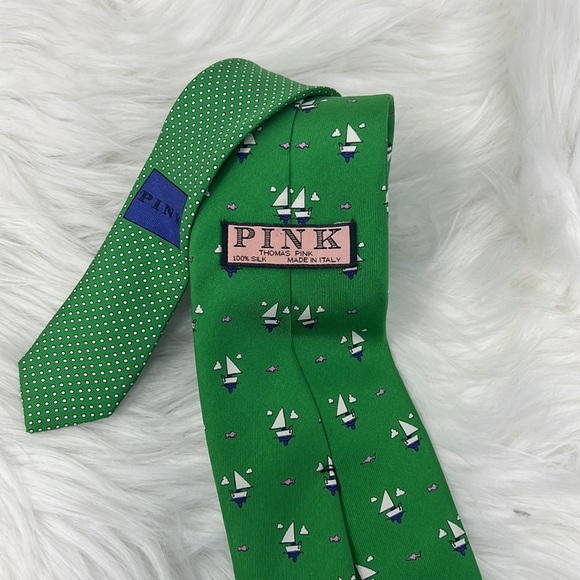 Thomas Pink Nautica Boat Ball Print Tie Silk Men’s Size 59” inches Made in Italy